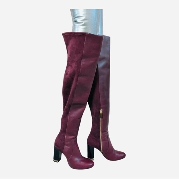Michael Kors Sabrina Burgundy Leather Over-the-Knee Boots Size 5.5 - Picture 3 of 11